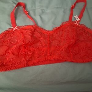 PINK Victoria's Secret Red Lace Heart Bralette